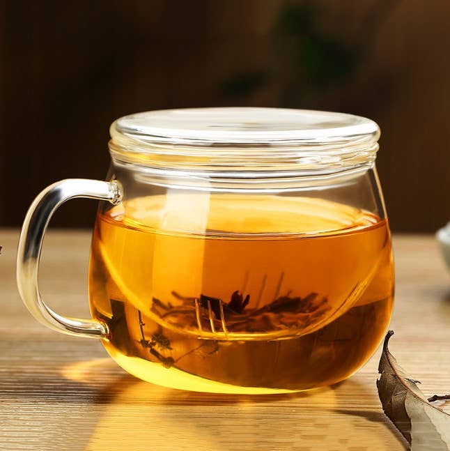 Clear Glass Tea Pot with Infuser and Lid, Borosilicate Large