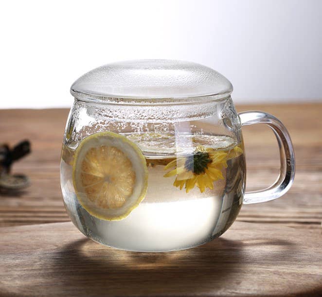 Clear Glass Tea Pot with Infuser and Lid, Borosilicate Large