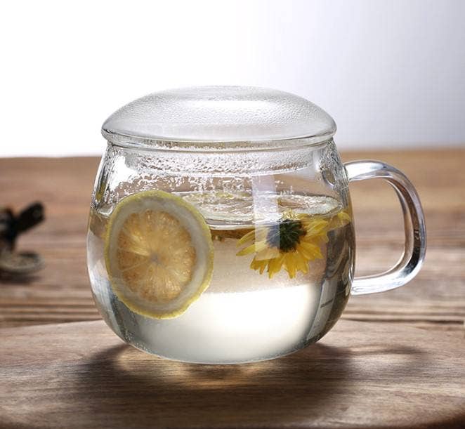Clear Glass Tea Pot with Infuser and Lid, Borosilicate Large