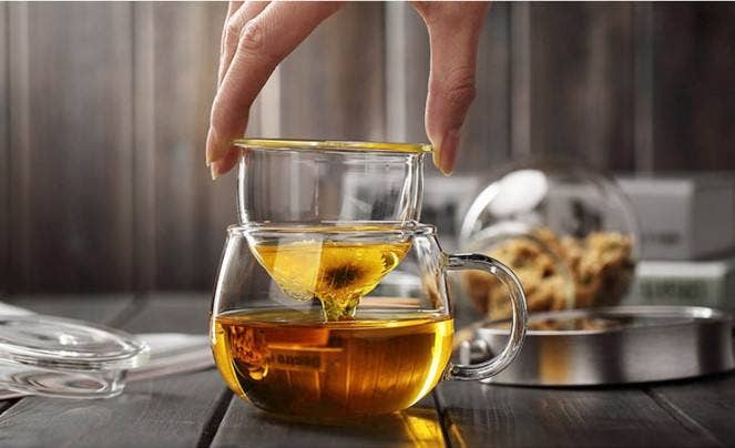 Clear Glass Tea Pot with Infuser and Lid, Borosilicate Large