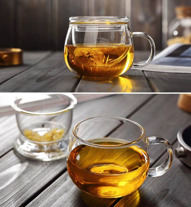 Clear Glass Tea Pot with Infuser and Lid, Borosilicate Large