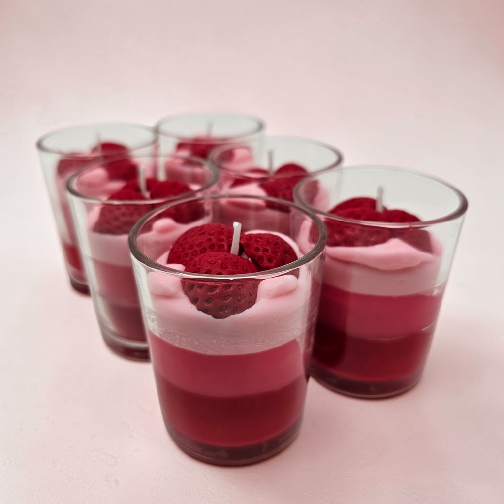 Shot Glass Votive Candles - Strawberry